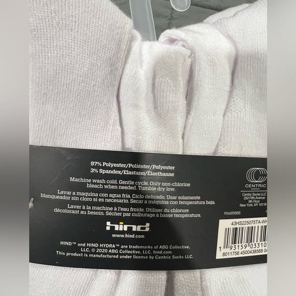New NIP NWT mens HIND long tall white socks shoe sz 6-7-8-9-10-11-12 - Picture 4 of 4